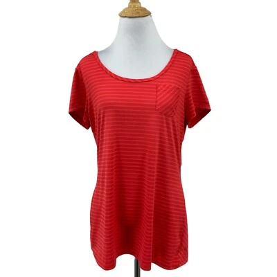 REI рубашка женщин M средний мак полоски декольте крышка рукав карман впитывающий - Изображение 1 из 4