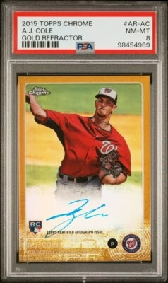 PSA 8 2015 Topps Chrome #AR-AC A.J. Cole Autographed Rookies Gold Refractor #/50 - Image 1 of 2