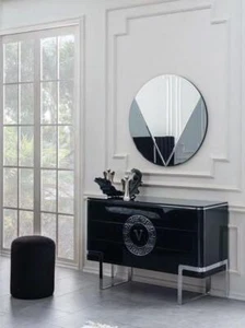 Schwarze Luxus Kommode Sideboard Edelstahlfüße Schlafzimmer Möbel Neu - Bild 1 von 2