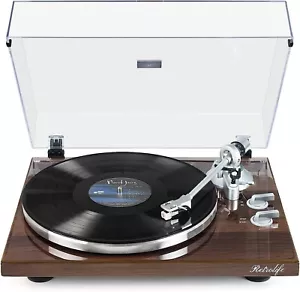 Retrolife Turntable Record Player High-Tech Belt-Driven HQ-KZ006 Bluetooth NEW - Picture 1 of 6