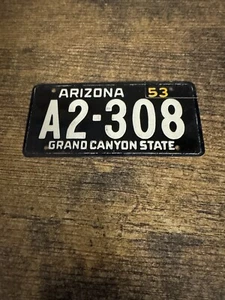 1953 Black Arizona Wheaties Miniature Cereal Bicycle License Plate A2-308 - Picture 1 of 1