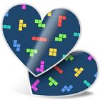 2 x Heart Stickers 7.5 cm - Awesome Retro Arcade Game  #3708