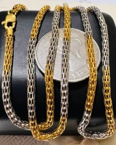22CT 22KT 916 Two tone Gold 21.5”/22” Long Snake Chain Necklace 10.8g 3.2mm - Picture 1 of 24