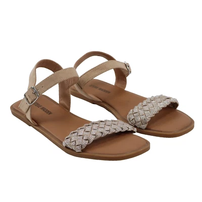 Steve Madden Girls Noahh Rhinestone Strappy Sandals Sparkle Open Toe, Brown 4US - Image 1 of 4