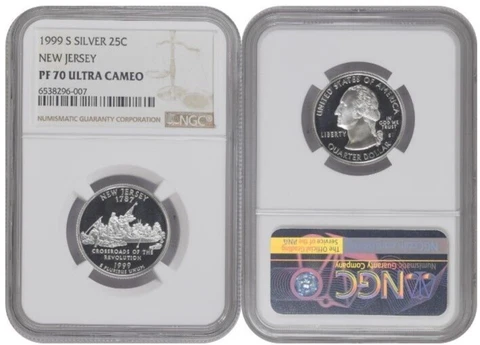 1999 S SILVER QUARTER 25C NEW JERSEY NGC PF 70 ULTRA CAMEO BROWN LABEL Cover