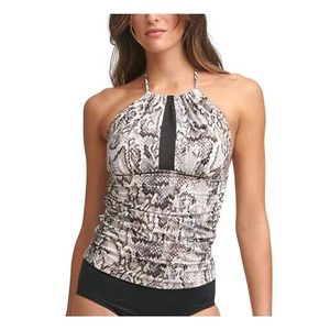 NWT Calvin Klein Women's White Snake Mesh Insert Tankini Top Size M $80 LLL397 - Picture 1 of 1