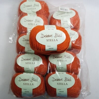10 madejas completas Debbie Bliss Stella hilo naranja quemado 38006 seda rayón algodón Foto 1 de 4