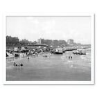 Margate Beach And Ladies&#39; Bathing Place England Bw 12X16 Inch Framed Art Print