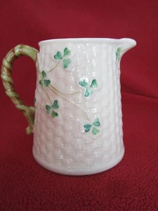 Belleek Shamrock Basketweave Pitcher - Picture 1 of 8
