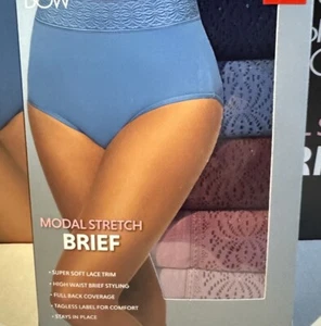 NEW Black Bow Modal Women's Stretch Hight Brief Underwear 5 Pack Multi M,L,XL - Picture 1 of 6