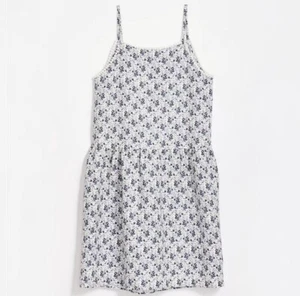 Loft Blumen Leinenmischung Swing Minikleid Gr. Medium Spitzenbesatz Spaghettiträger - Bild 1 von 8