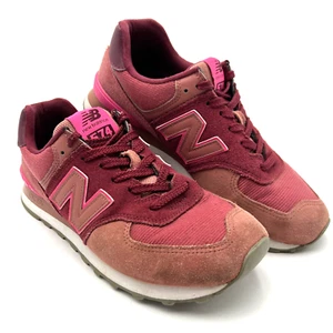 New Balance 574 Women's Size 10.5 B Garnet Red Pink Suede Athletic Shoes - Picture 1 of 14