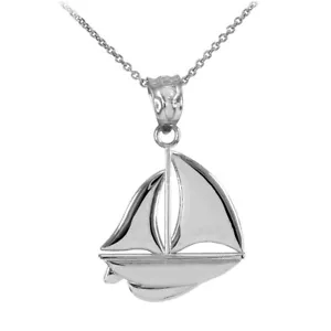 Sterling Silver Sail Boat Pendant Necklace - Picture 1 of 9