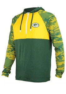 Zubaz NFL Men's Green Bay Packers Team Color Block 1/4 Zip Hoodie W/ Camo Lines - Picture 1 of 3