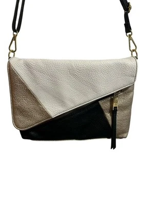 Jessica Simpson Color Block Crossbody Bag In Black Gold and Ivory Leopard  EUC - Image 1 of 4