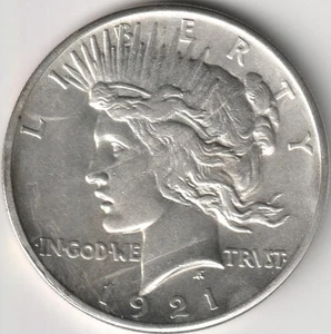 # 1 BETTER DATE HI RELIEF 1921 PEACE SILVER DOLLAR CH. AU DETAILS - Picture 1 of 2