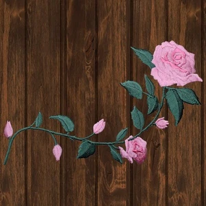 Großer Aufnäher rosa Rose bestickt — zum Aufbügeln - Bild 1 von 1