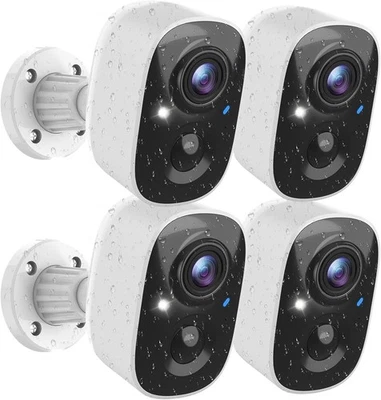 Security Cameras Wireless Outdoor (4 Pack), Battery Powered Cameras for Home ... - Image 1 of 4