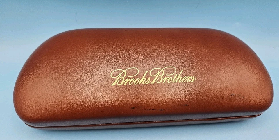 Estojo de óculos vintage Brooks Brothers couro marrom capa dura óculos  - Imagem 1 de 4