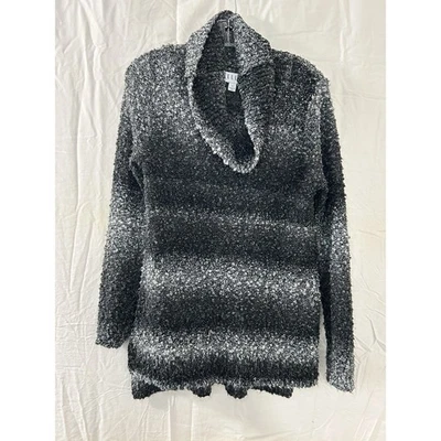 Suéter cuello capucha texturizado ombre negro blanco talla M ELLE para mujer Foto 1 de 4