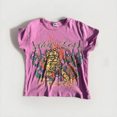 Urban Outfitters Girls Cropped Size Large Pink Tiger T-Shirt - Image 1 of 3