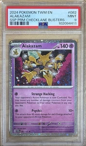 2024 Pokémon TWM EN Alakazam SSP PRM Checklane Blisters 082/167 #082 PSA 9 1 - Picture 1 of 2