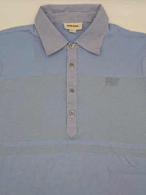 Diesel Men's size Large Pullover Sweater Short Sleeve Lightweight Blue Collared - Image 1 of 4