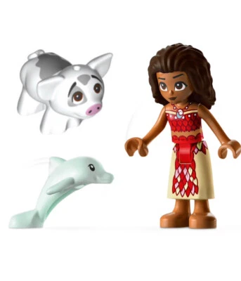 LEGO Moana Minifigure with animals: Pua pig and dolphin mini doll dp171 Disney - Image 1 of 3