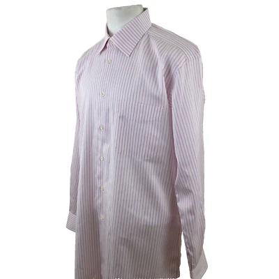 Ike Behar Men's Size L White/Pink Stripe Cotton Long Sleeve Casual Shirt - Image 1 of 4