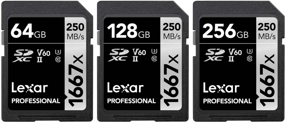 Lexar SD Professional 1667X 250MB/s Read Flash Memory Card 64GB 128GB 256GB - Image 1 of 1