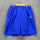 TYR Shorts Mens Medium Blue Warm Up Athletic Drawstring Pockets