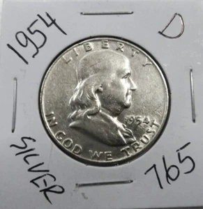 1954 D Franklin Half Dollars Liberty Bell 90% Silber ⭐765⭐V4⭐ - Bild 1 von 2