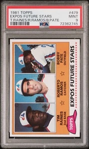 1981 Topps Future Stars Tim Raines Bobby Ramos Bob Pate PSA 9 MINT Rookie RC HOF - Picture 1 of 2