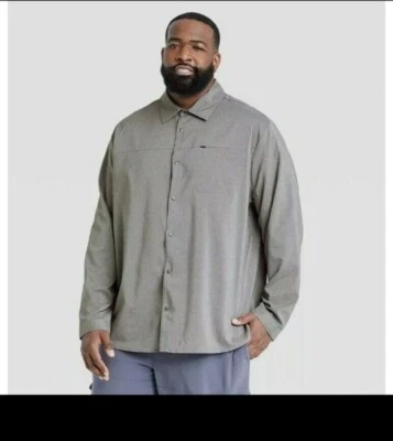 All in Motion Mens Woven LS Button Up, Gray, 2X, Retail $28 - Image 1 of 4