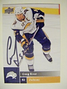 CRAIG RIVET signed SABRES 2009-10 Upper Deck hockey card AUTO CANADIENS SHARKS