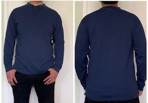 New Men's Michael Morgan Henley Crew Neck Long Sleeve Shirt ~ M L XL - Picture 1 of 7