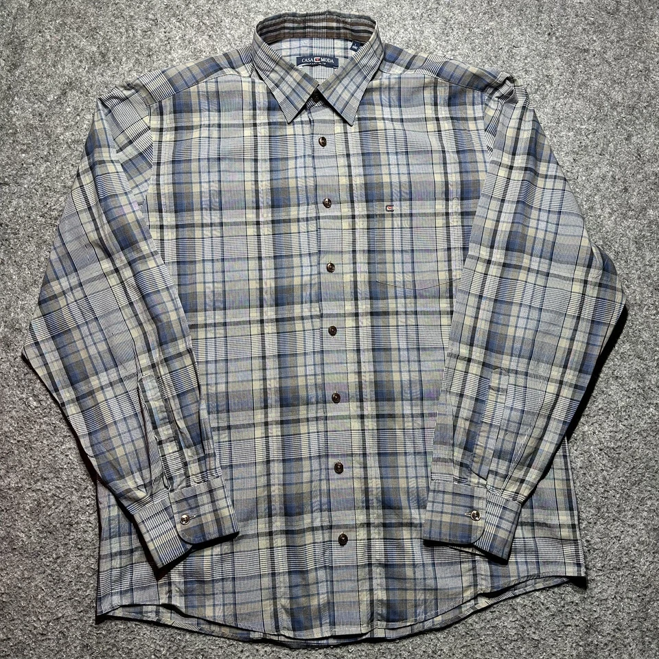 Casa Moda Men's Dress Shirt L Plaid Long Sleeves Button Up - Image 1 of 4