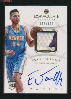 2012-13 Panini Immaculate Evan Fournier Rc Patch Rookie On Card Auto /100 #AP-EF - Image 1 of 2
