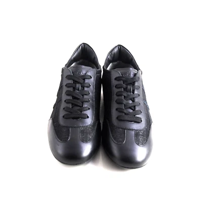 Hogan Zapatillas bajas Cuero Negro Tweed Brillo Mujer Zapato Talla 40 EE. UU. 10 Foto 1 de 4