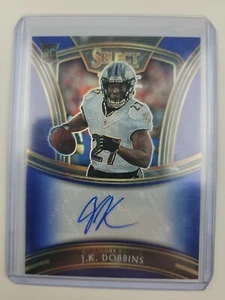 Jk Dobbins RC 2020 Select Blue Prizm Auto 36/50 sp! rare Baltimore Ravens - Picture 1 of 7