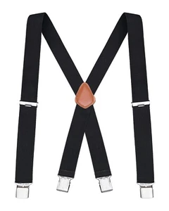 Buyless Fashion Suspenders for Men 48" Elastic Adjustable Straps 1 1/4" X Back - Picture 1 of 98