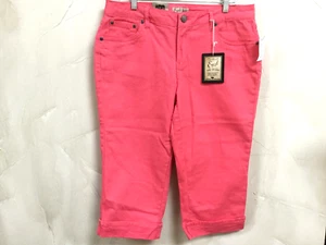Pantalones de mezclilla capri Earl Petites 12P con puños 5 bolsillos coral elástico pierna recta - Imagen 1 de 12