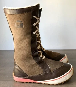 Sorel Mackenzie Lace Up Tall Waterproof Brown Womens Size 8 Boots NL 1607-269 - Picture 1 of 10