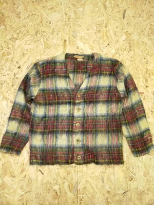 Vtg 50s 60s Byford Hardy Amies Plaid Mohair Wool Cardigan Sweater Size L - Image 1 of 4