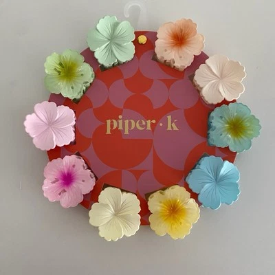 Piper K Flower Girls Hair Claw Hair Clips Hawaiian Plumeria - 10 Pack NEW - Image 1 of 4