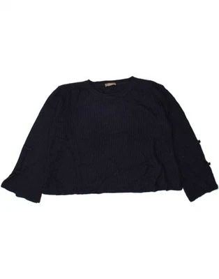 OASIS Womens Crop Boat Neck Jumper Sweater UK 18 XL Navy Blue Polyester BE03 - Image 1 of 3