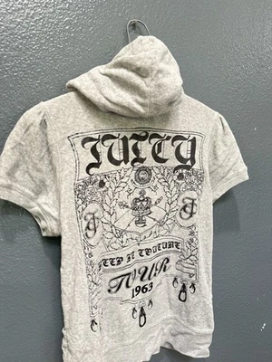 Vintage Y2K Juicy Cotoure Gray Zip Graphic Women’s Sweatshirt Sz Medium  - Image 1 of 4