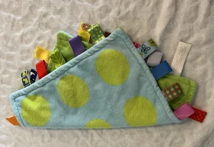 Taggies Coperta di Sicurezza Lovey Blu Verde Pois Bambino Raso Etichette Giocattolo Sensoriale - Foto 1 di 6