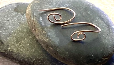 Original 14k Gold Earrings design. Hoop. Simple. One of a Kind. Handcrafted/Fine - Image 1 of 4