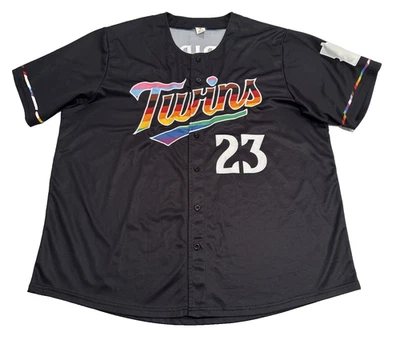 Minnesota Twins Pride Jersey 23 Black Size XL Rainbow - Image 1 of 4